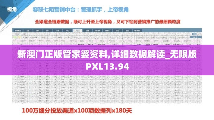 新澳门正版管家婆资料,详细数据解读_无限版PXL13.94