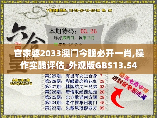 官家婆2033澳门今晚必开一肖,操作实践评估_外观版GBS13.54