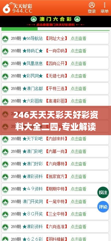 246天天天彩天好彩资料大全二四,专业解读评估_POZ15.969紧凑版