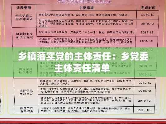 乡镇落实党的主体责任：乡党委主体责任清单 