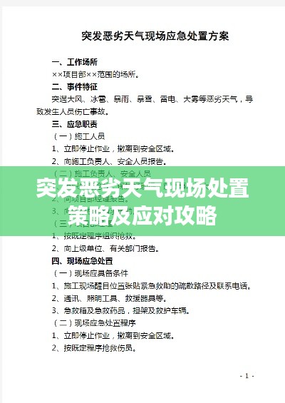 突发恶劣天气现场处置策略及应对攻略