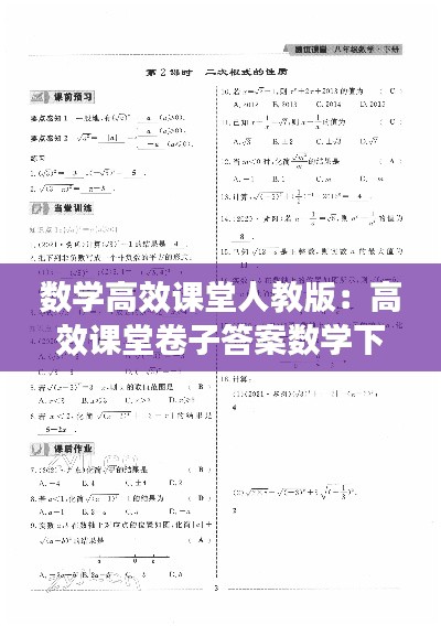数学高效课堂人教版：高效课堂卷子答案数学下册 