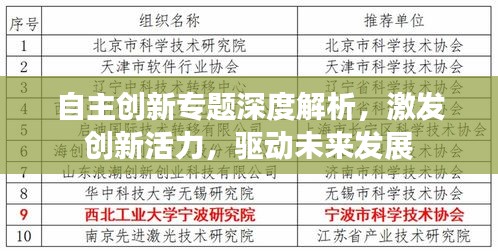 自主创新专题深度解析，激发创新活力，驱动未来发展