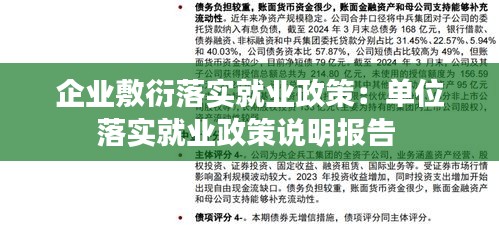 企业敷衍落实就业政策：单位落实就业政策说明报告 