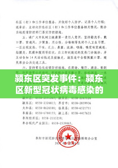 颍东区突发事件：颍东区新型冠状病毒感染的肺炎疫情应急指挥部 