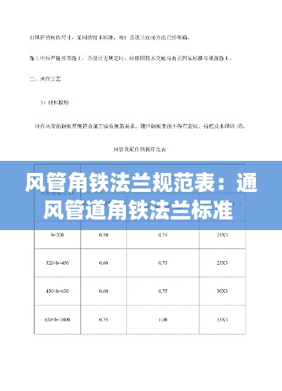 风管角铁法兰规范表：通风管道角铁法兰标准 