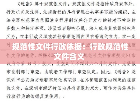 规范性文件行政依据：行政规范性文件含义 