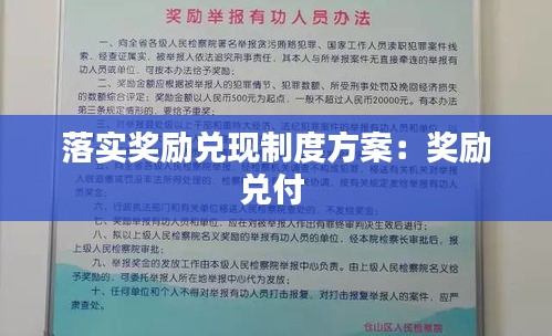 落实奖励兑现制度方案：奖励兑付 