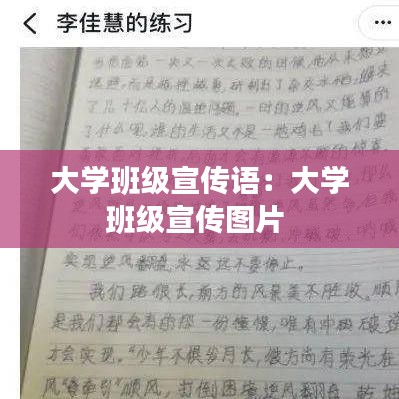 大学班级宣传语：大学班级宣传图片 