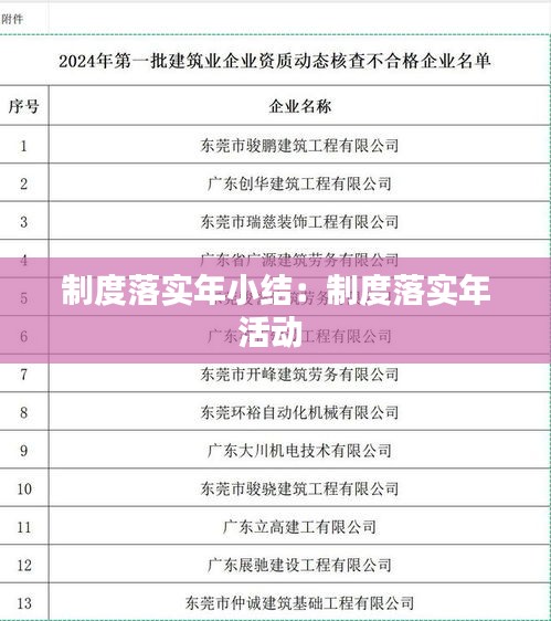 制度落实年小结：制度落实年活动 