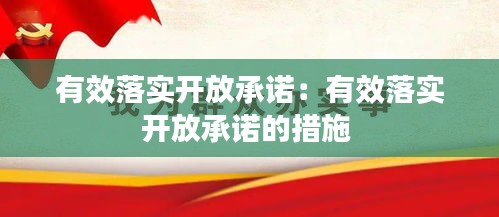 有效落实开放承诺：有效落实开放承诺的措施 