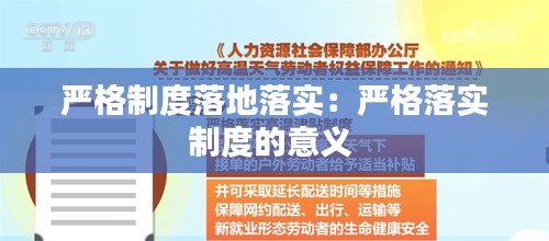 严格制度落地落实：严格落实制度的意义 