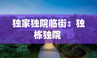 独家独院临街：独栋独院 