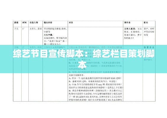 综艺节目宣传脚本：综艺栏目策划脚本 