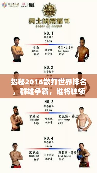 揭秘2016散打世界排名，群雄争霸，谁将独领风骚？