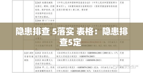 隐患排查 5落实 表格：隐患排查5定 