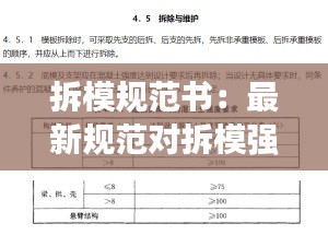 拆模规范书：最新规范对拆模强度的要求 
