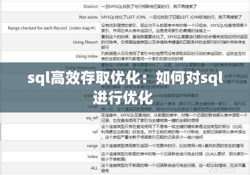 sql高效存取优化：如何对sql进行优化 