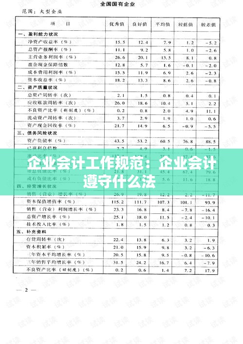 企业会计工作规范：企业会计遵守什么法 