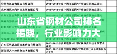 山东省钢材公司排名揭晓，行业影响力大的企业有哪些？