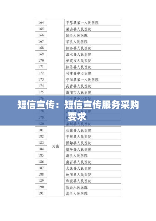 短信宣传：短信宣传服务采购要求 
