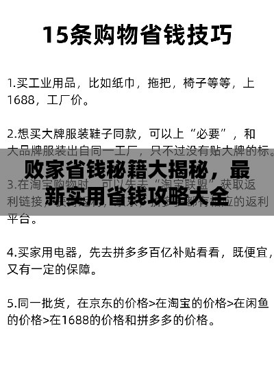 败家省钱秘籍大揭秘，最新实用省钱攻略大全