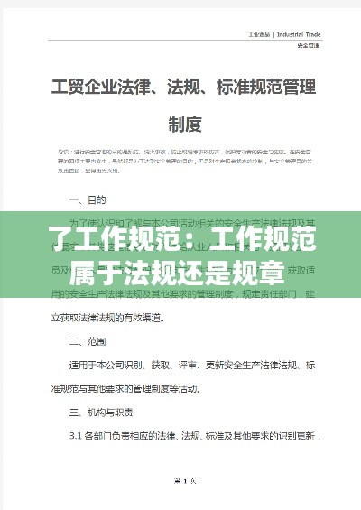 了工作规范：工作规范属于法规还是规章 