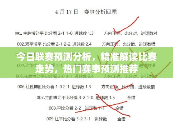 今日联赛预测分析，精准解读比赛走势，热门赛事预测推荐