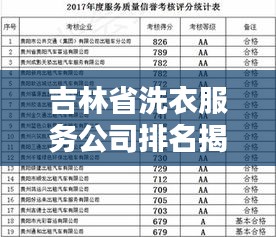 吉林省洗衣服务公司排名揭晓，优质洗衣服务榜单出炉！