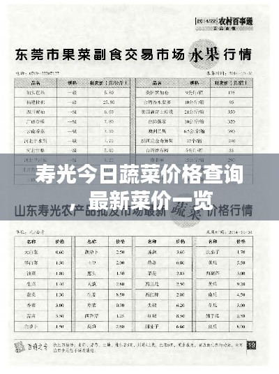 寿光今日蔬菜价格查询，最新菜价一览