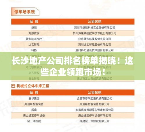 长沙地产公司排名榜单揭晓！这些企业领跑市场！