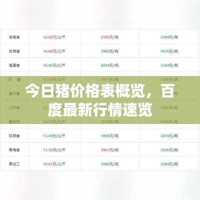 今日猪价格表概览，百度最新行情速览