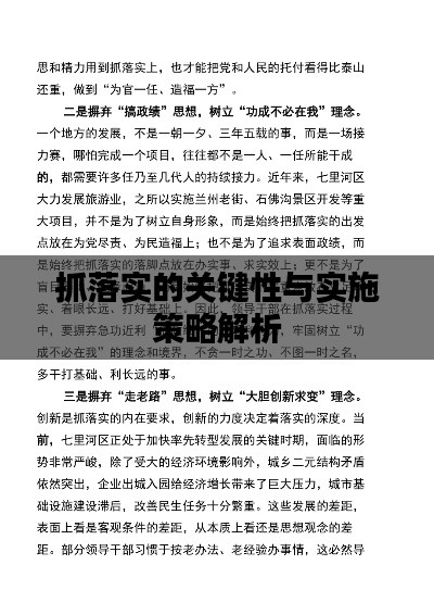 抓落实的关键性与实施策略解析