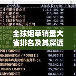 全球烟草销量大省排名及其深远影响力分析