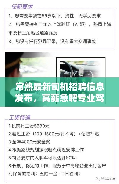 常熟最新司机招聘信息发布，高薪急聘专业驾驶员