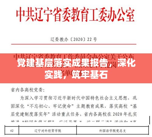 党建基层落实成果报告，深化实践，筑牢基石