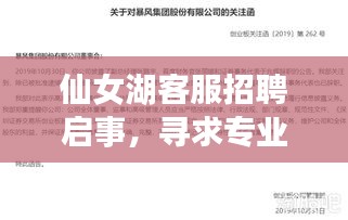 仙女湖客服招聘启事，寻求专业客服人才加入我们的团队！