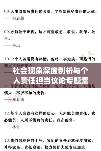 社会现象深度剖析与个人责任担当议论专题素材解析