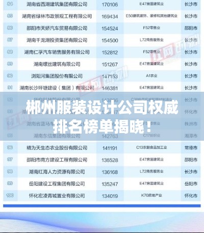 郴州服装设计公司权威排名榜单揭晓！