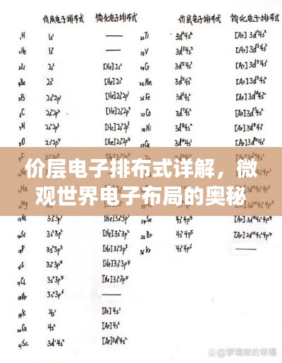 价层电子排布式详解，微观世界电子布局的奥秘探索