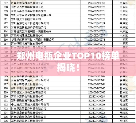 郑州电瓶企业TOP10榜单揭晓！