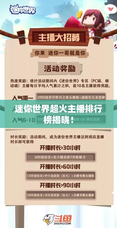 迷你世界超火主播排行榜揭晓！