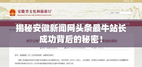 揭秘安徽新闻网头条最牛站长成功背后的秘密！