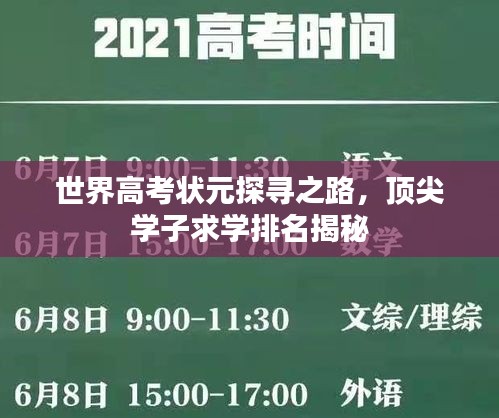 世界高考状元探寻之路，顶尖学子求学排名揭秘