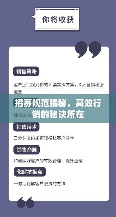 招募规范揭秘，高效行销的秘诀所在